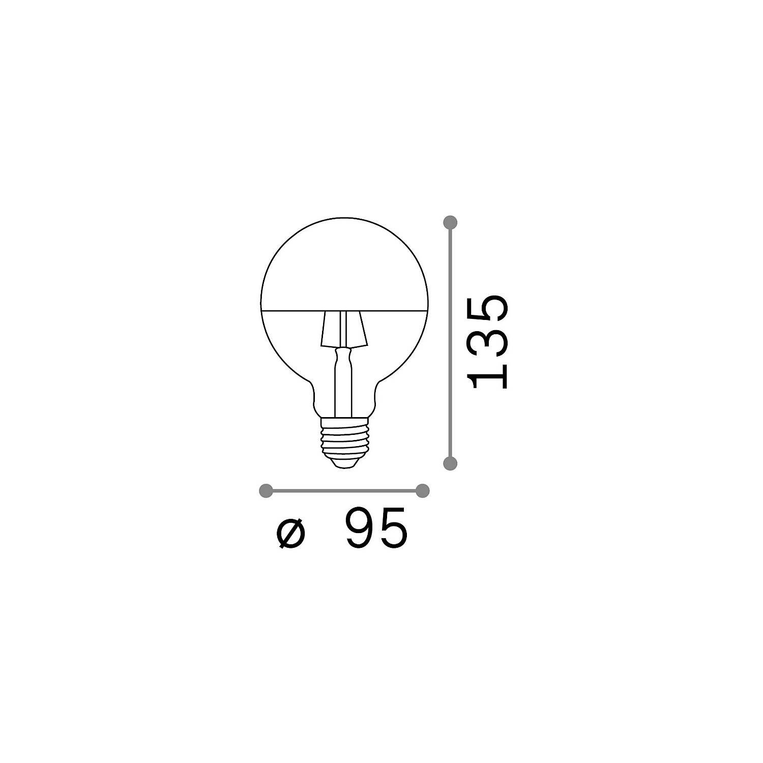 135526 10 Lampadine Led Globo D95 E27 8 Watt 3000 K 520 Lm Trasparente Cromo