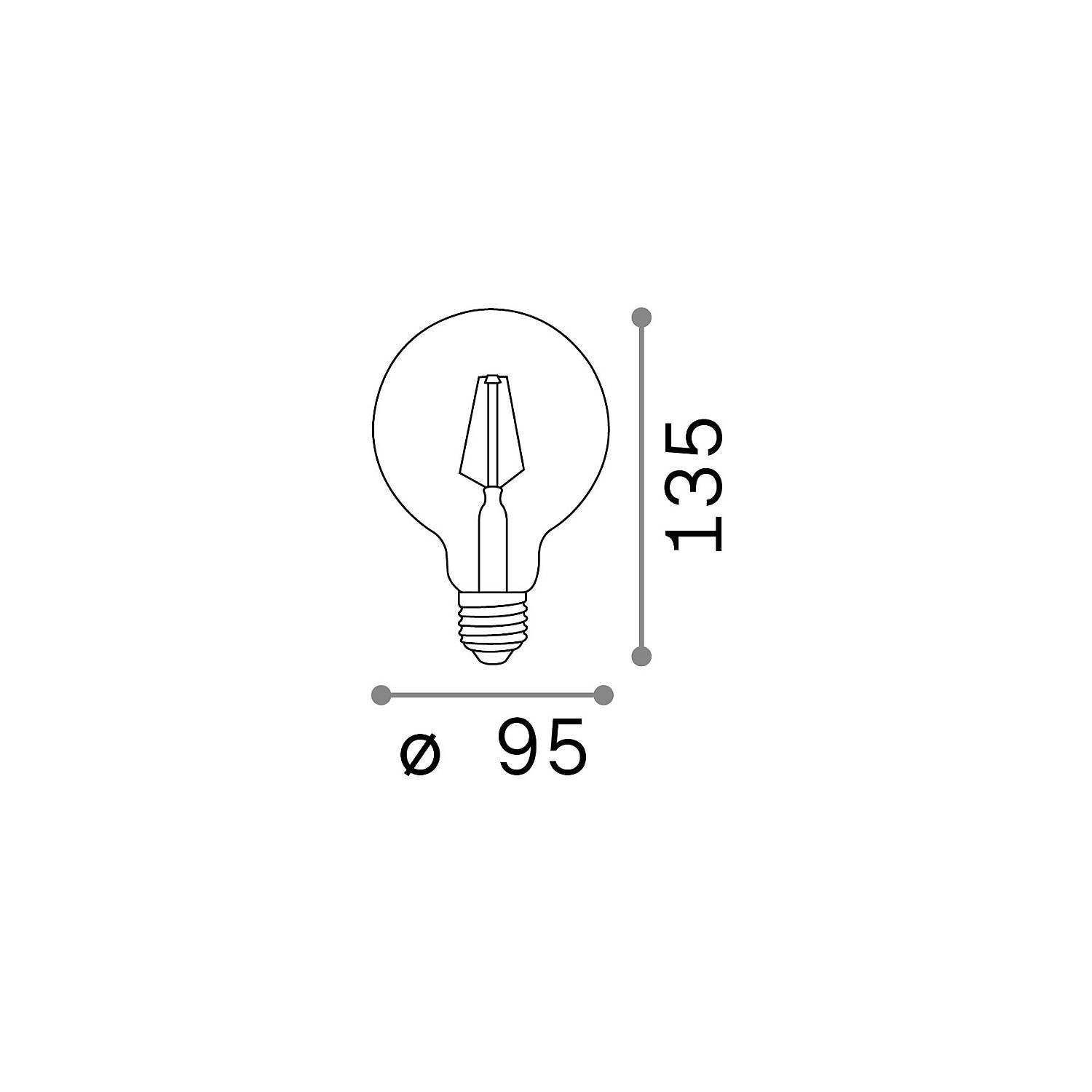 188966 10 Lampadine Led Globo D95 E27 8 Watt 3000 K Dimmerabile Trasparente