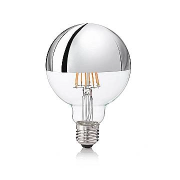 10 Lampadine Led Globo D95 E27 8 Watt 3000 K 520 Lm Trasparente Cromo