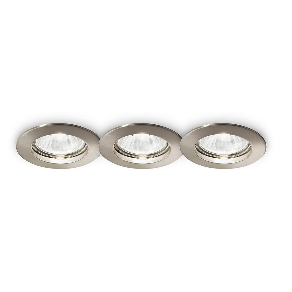 3 Faretti Incasso Moderno Jazz Metallo Nickel 1 Luce Gu10