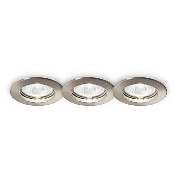 3 Faretti Incasso Moderno Jazz Metallo Nickel 1 Luce Gu10