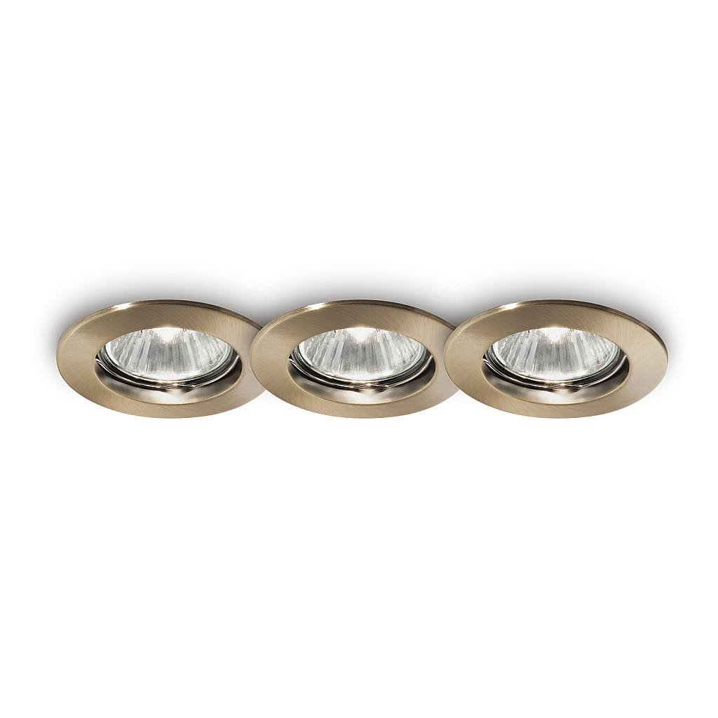3 Faretti Incasso Moderno Jazz Metallo Ottone Brunito 1 Luce Gu10