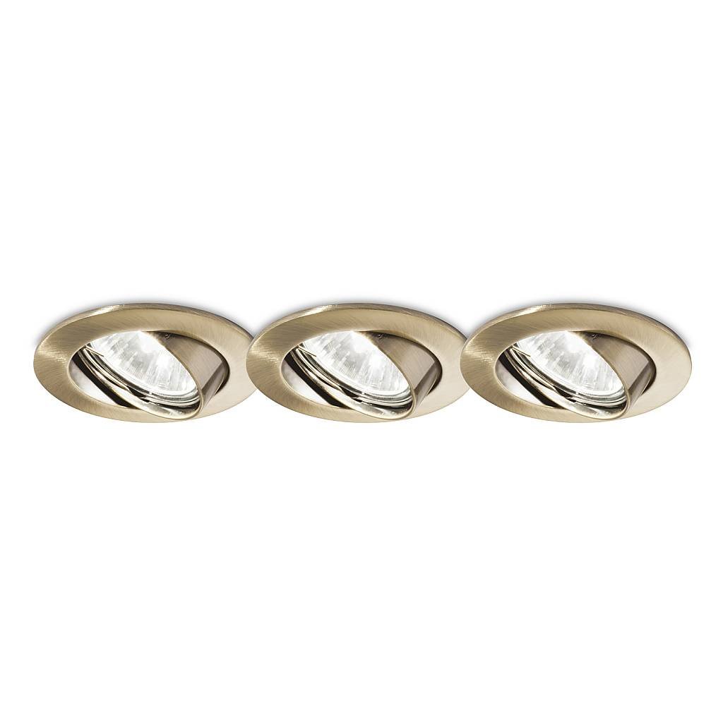 3 Faretti Incasso Swing Metallo Ottone Brunito 1 Luce Gu10