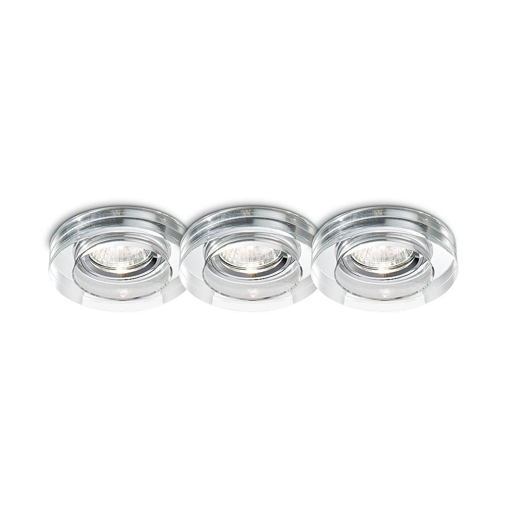 3 Faretti Incasso Moderno Blues Alluminio Trasp. 1 Luce Gu10 5W 3000K Luce Calda
