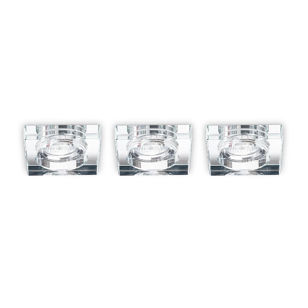 3 Faretti Incasso Quadrato Moderno Blues Alluminio Trasp. 1 Luce Gu10 5W 3000K