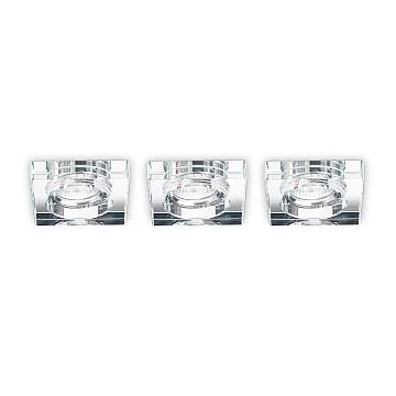 3 Faretti Incasso Quadrato Moderno Blues Alluminio Trasp. 1 Luce Gu10 5W 3000K