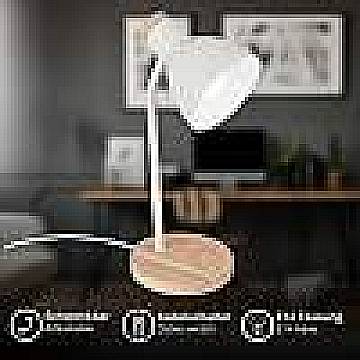 Lampada Da Tavolo Moderna Prep Metallo Bianco Legno E14