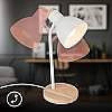 Lampada Da Tavolo Moderna Prep Metallo Bianco Legno E14