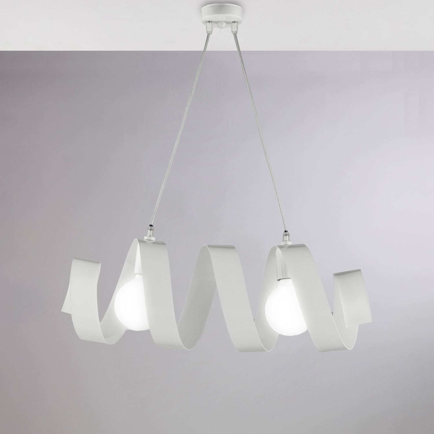 Sospensione Moderna Helix 2 Luci In Ferro Laccato Bianco BL141-2-BCO