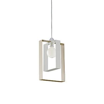 Sospensione Moderna Duplo 1 Luce Ferro Laccato Bianco E Tortora