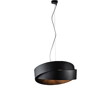 Sospensione Moderna Astro 2 Luci Ferro Laccato Nero Con Oro