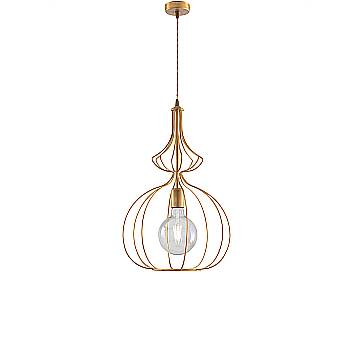 Sospensione Industrial 1 Luce Olimpia Gabbia Ferro Laccato Oro