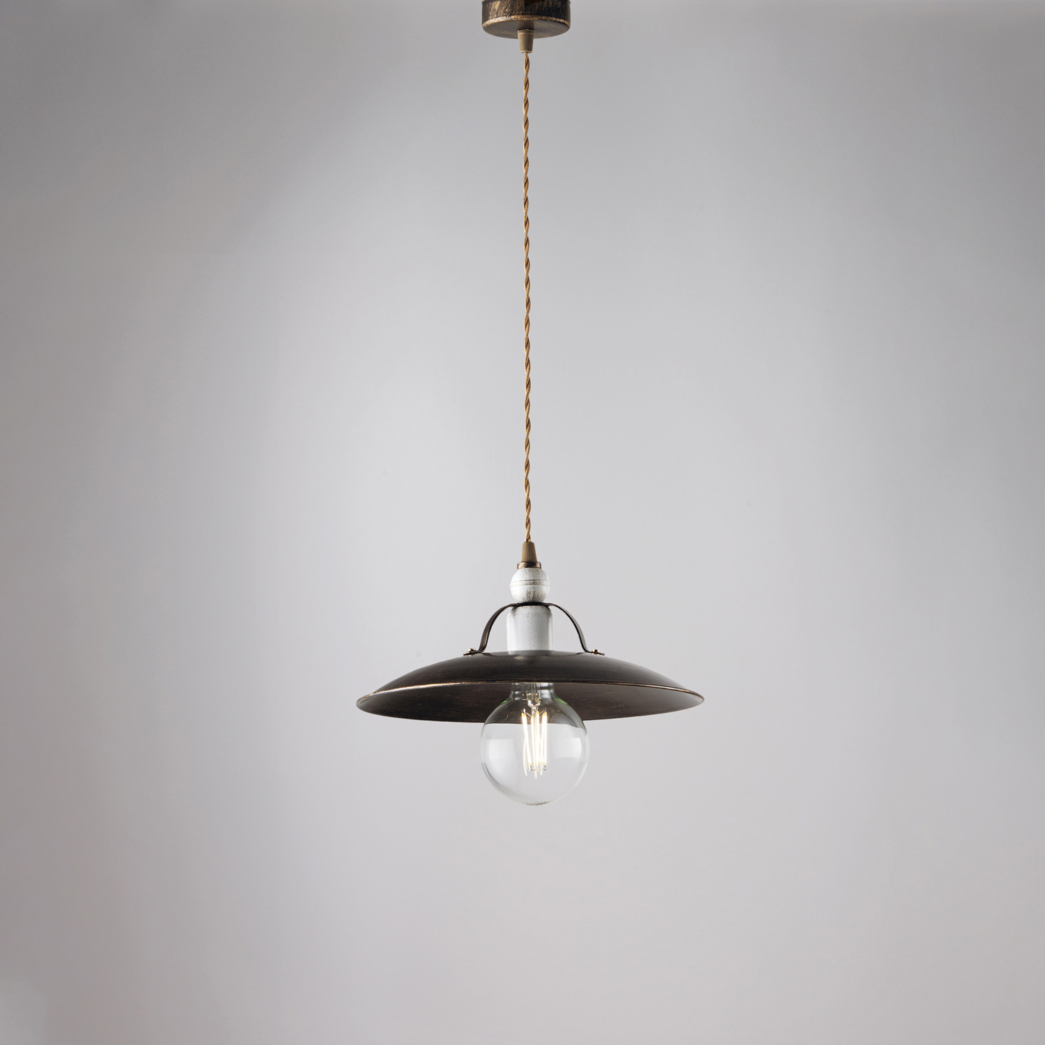 Sospensione Cantina Stile Industrial 1 Luce Ferro Marrone E Oro BL234-1-BR