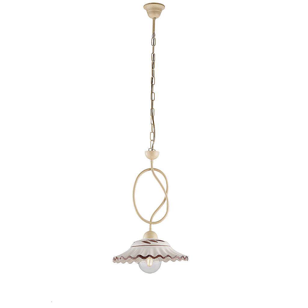 Sospensione Country Chic Bistrot 1 Luce Avorio Con Ceramica Vietrese