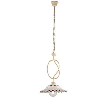 Sospensione Country Chic Bistrot 1 Luce Avorio Con Ceramica Vietrese
