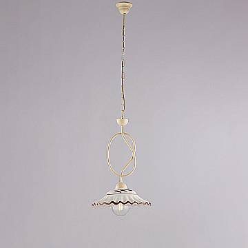 Sospensione Country Chic Bistrot 1 Luce Avorio Con Ceramica Vietrese