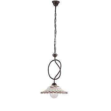 Sospensione Country Chic Bistrot 1 Luce Ruggine Con Ceramica Vietrese