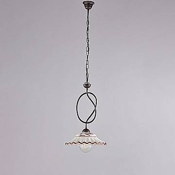 Sospensione Country Chic Bistrot 1 Luce Ruggine Con Ceramica Vietrese