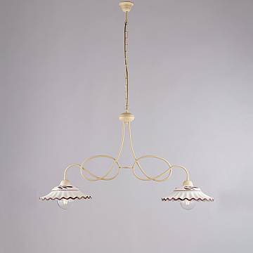 Bilanciere Country Chic Bistrot 2 Luci Avorio Con Ceramica Vietrese