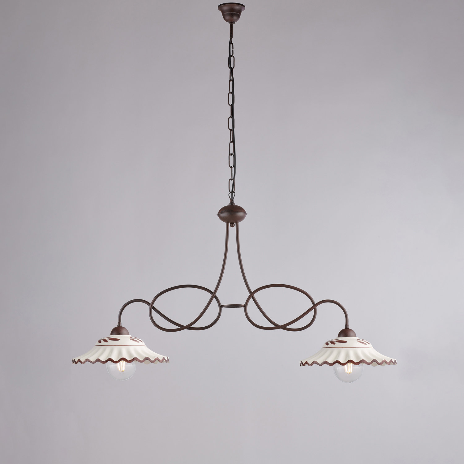 Bilanciere Country Chic Bistrot 2 Luci Ruggine Con Ceramica Vietrese Bilanciere Country Chic Bistrot 2 Luci Ruggine Con Ceramica Vietrese