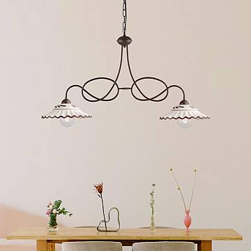 Bilanciere Country Chic Bistrot 2 Luci Ruggine Con Ceramica Vietrese