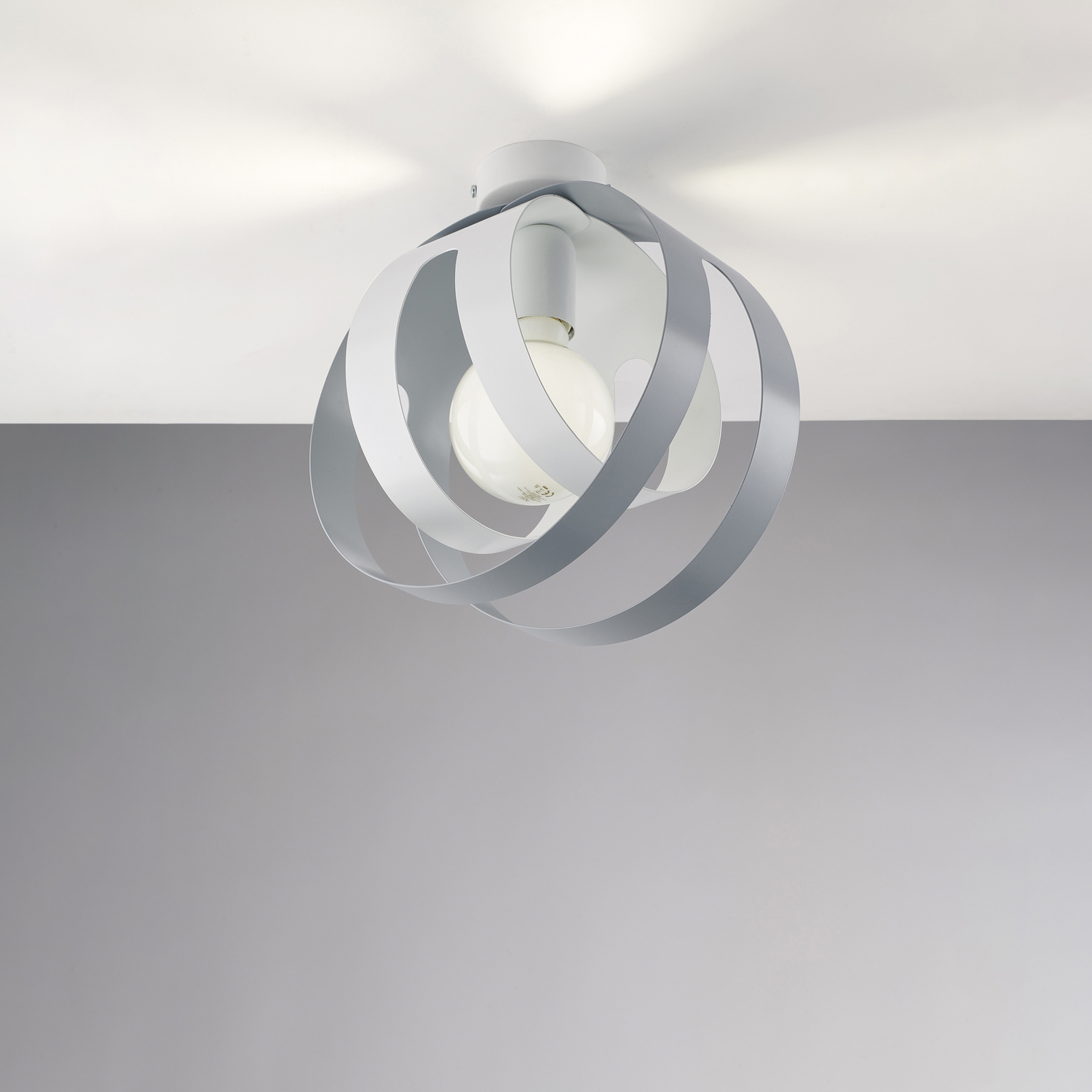 Plafoniera 1 Luce Tobias Ferro Laccato Bianco E Grigio Taglio Laser BL302-PL1-BG