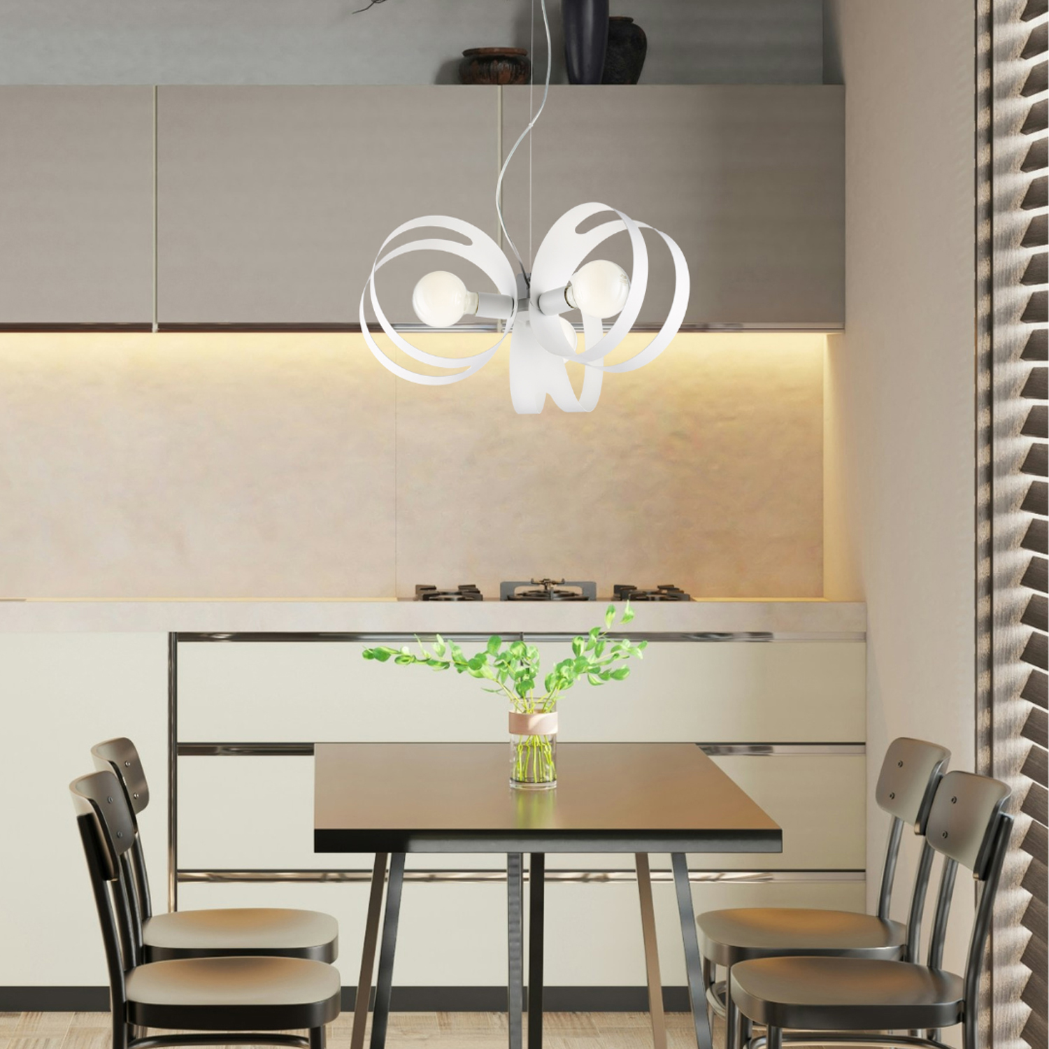Sospensione Moderna 3 Luci Peter In Ferro Bianco Taglio Laser BL306-3-BCO