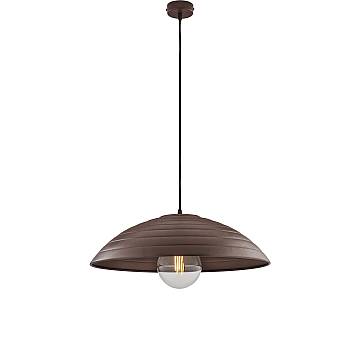 Sospensione 1 Luce Sender In Ferro Laccato Nero Con Decoro Ruggine