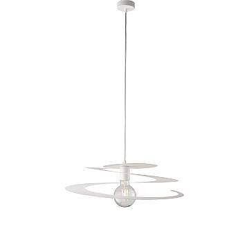 Sospensione Moderna 1 Luce Spring Ferro Laccato Bianco Taglio Laser