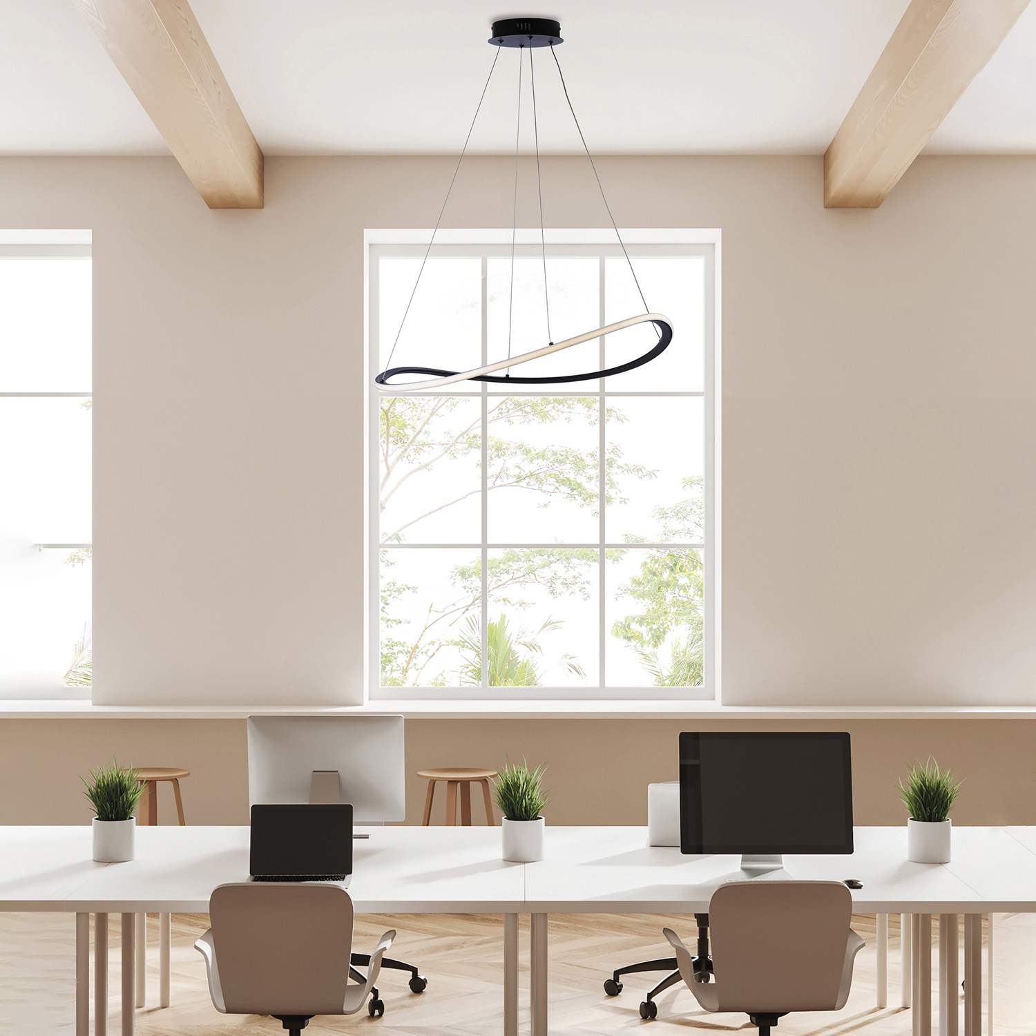 Sospensione Moderna Raky Metallo Nero Led Integrato Cct Con Telecomando BL325-SMR-CCT