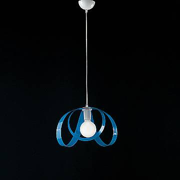 Sospensione Moderna 1 Luce Ferro Laccato Bianco E Azzurro Serie Piovra
