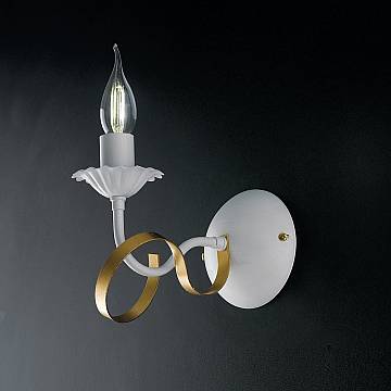 Applique Classico 1 Luce Ferro Battuto Bianco E Oro Serie Bandolo