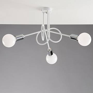 Plafoniera Minimal 3 Luci In Ferro Laccato Bianco Particolari Cromo Serie Pop Plafoniera Minimal 3 Luci In Ferro Laccato Bianco Particolari Cromo Serie Pop