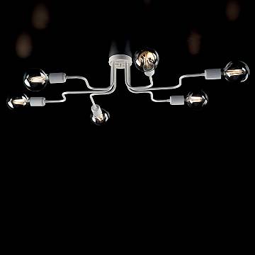 Plafoniera Industrial 6 Luci Ferro Bianco E Argento Serie Loft Plafoniera Industrial 6 Luci Ferro Bianco E Argento Serie Loft