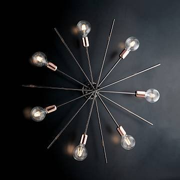 Plafoniera Moderna Bloom Metallo Cromo Nero Rame 7 Luci E27