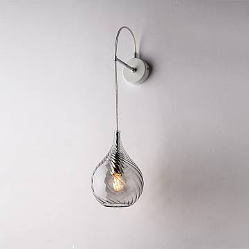 Applique Moderna Pluvia Metallo Grigio Fumè 1 Luce E14