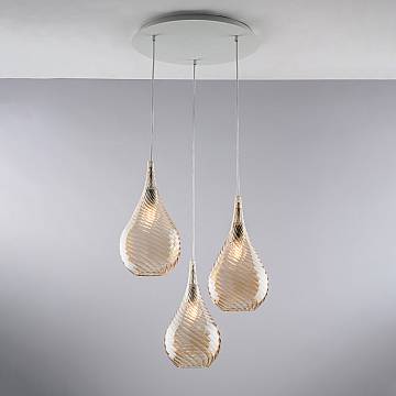 Lampadario Moderno Pluvia Metallo Ambra 3 Luci E27