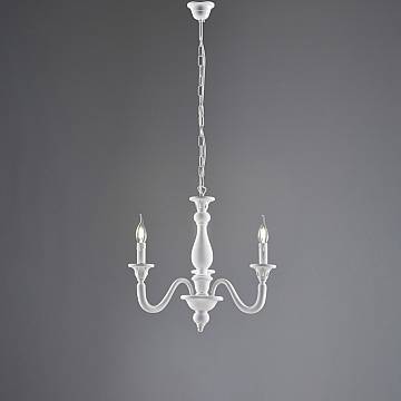Lampadario Shabby Chic Lucca Legno Bianco 3 Luci E14