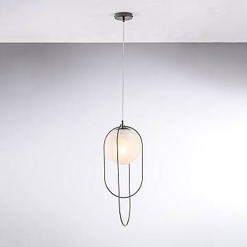 Lampadario Contemporaneo Erik Metallo Cromo Nero 1 Luce E27