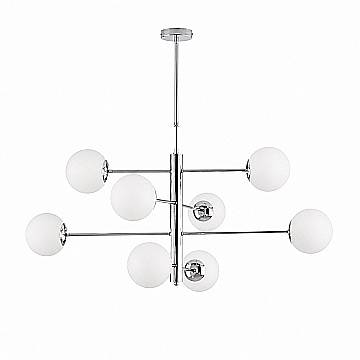 Lampadario Contemporaneo Demetra Metallo Cromo 8 Luci E14
