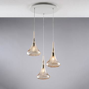Lampadario Contemporaneo Nemesi Metallo Ambra 3 Luci E27