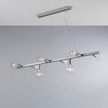 Lampadario Contemporaneo Fabian Metallo Argento 8 Luci E27