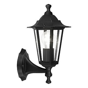 Applique Esterno Verso Alto Classica Laterna 4 Alluminio Nero 1 Luce E27