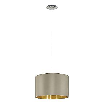 Lampadario A Sospensione Contemporaneo Maserlo Acciaio Nichel Tortora 1 Luce E27
