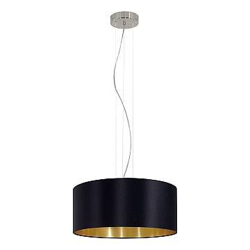 Lampadario A Sospensione Contemporaneo Maserlo Acciaio Nichel Nero 3 Luci E27