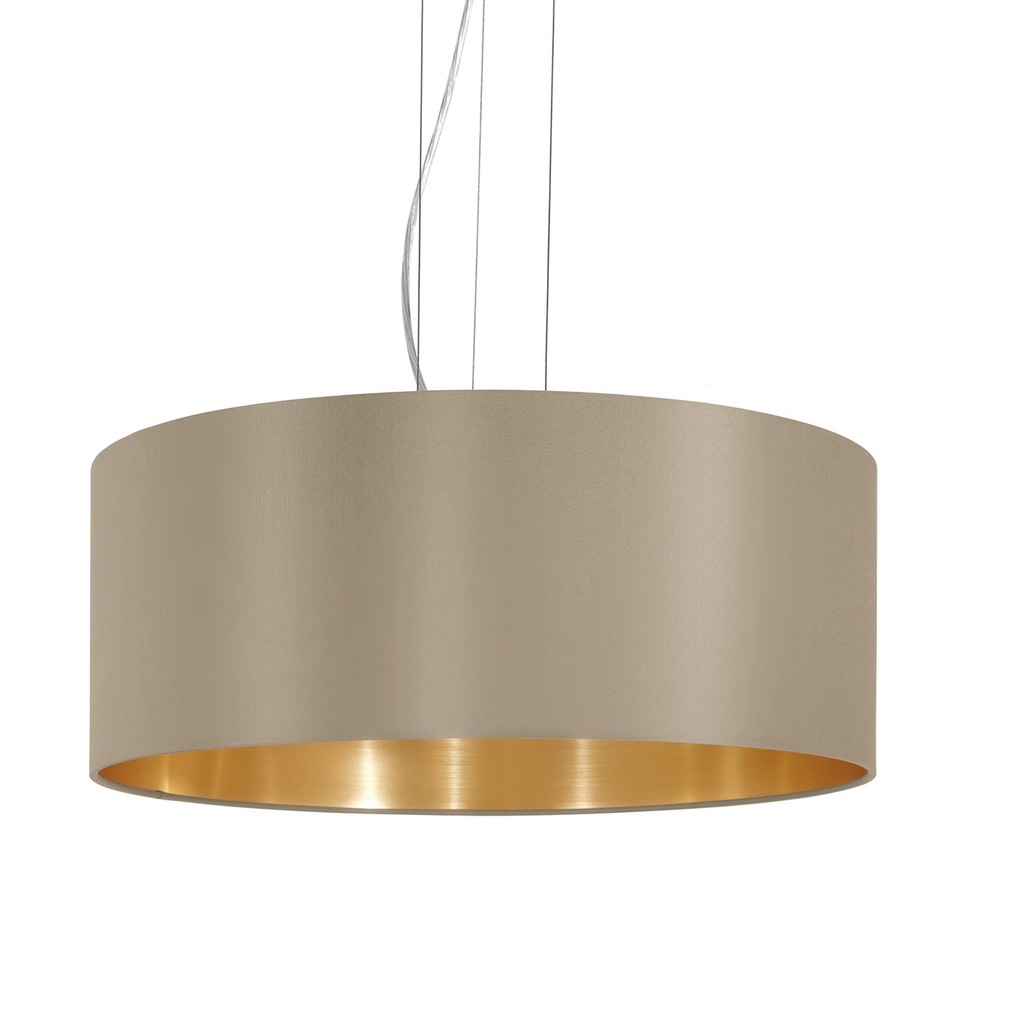 Lampadario A Sospensione Contemporaneo Maserlo Acciaio Nichel Tortora 3 Luci E27 31607