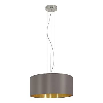Lampadario A Sospensione Contemporaneo Maserlo Acciaio Nichel Oro 3 Luci E27