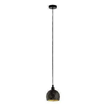 Lampadario A Sospensione Contemporaneo Roccaforte Acciaio Nero Oro 1 Luce E14