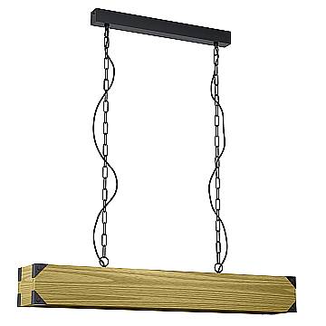 Lampadario A Sospensione Vintage Harborough Acciaio Nero Legno 4 Luci E27 Lampadario A Sospensione Vintage Harborough Acciaio Nero Legno 4 Luci E27