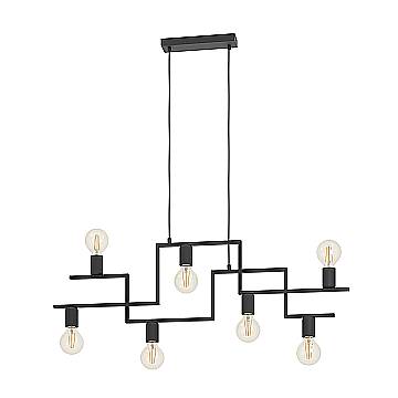 Lampadario A Sospensione Vintage Fembard Acciaio Nero 7 Luci E27 Lampadario A Sospensione Vintage Fembard Acciaio Nero 7 Luci E27